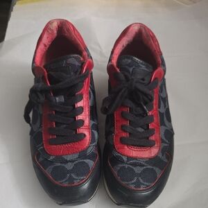 Coach Blue and Red Patterned Sneakers Inside Pile Not Noticable
